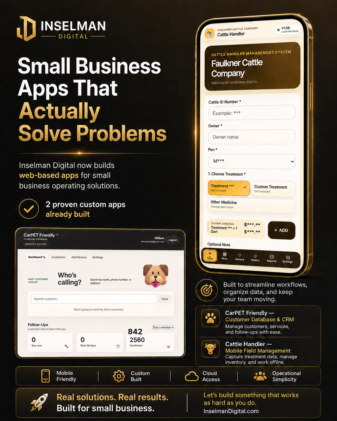 Inselman Digital Cattle Handler and custom business app examples
